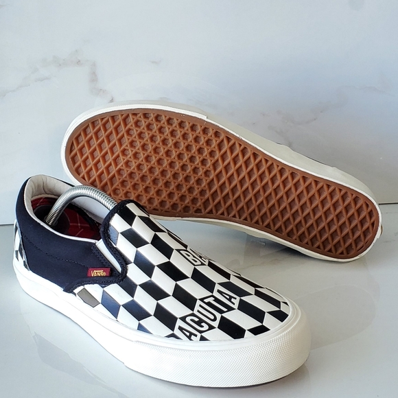 Vans Shoes | Vans x Baracuta Classic Slip-On Pro Leather Vans Vault Checkerboard Skateboard | Color: Black/Red/Tan | Size: 10 | Emso30's Closet